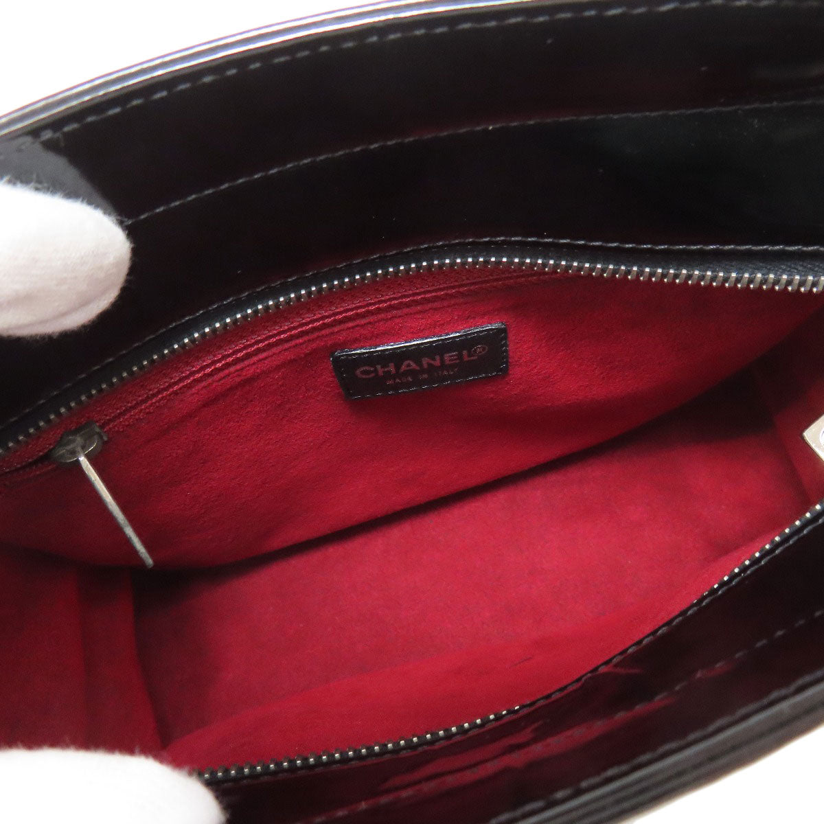 CHANEL Choco Bar SilverHardware Tote Bag Enamel Ladies [Used]