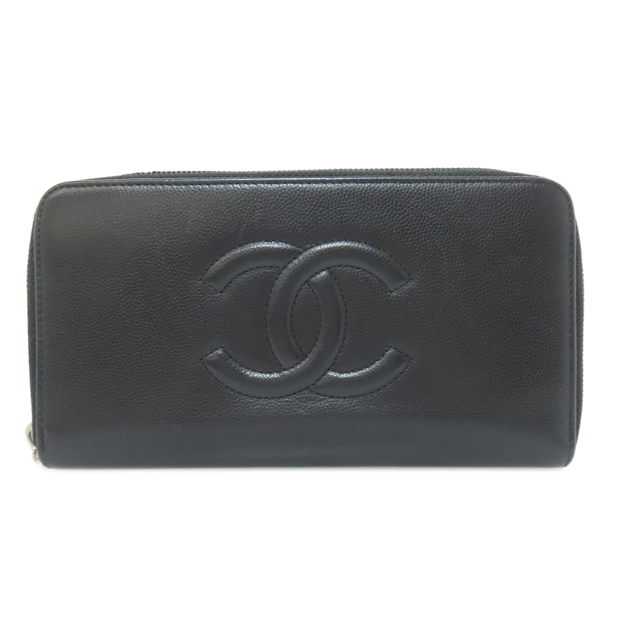 CHANEL COCO Mark SilverHardware Long wallet (with coin pocket) Calf Ladies [Used]