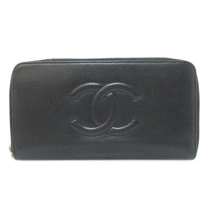 CHANEL COCO Mark SilverHardware Long wallet (with coin pocket) Calf Ladies [Used]