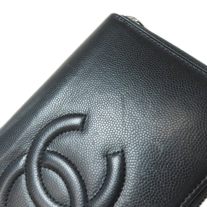 CHANEL COCO Mark SilverHardware Long wallet (with coin pocket) Calf Ladies [Used]