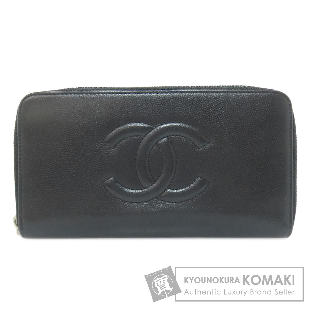 CHANEL COCO Mark SilverHardware Long wallet (with coin pocket) Calf Ladies [Used]