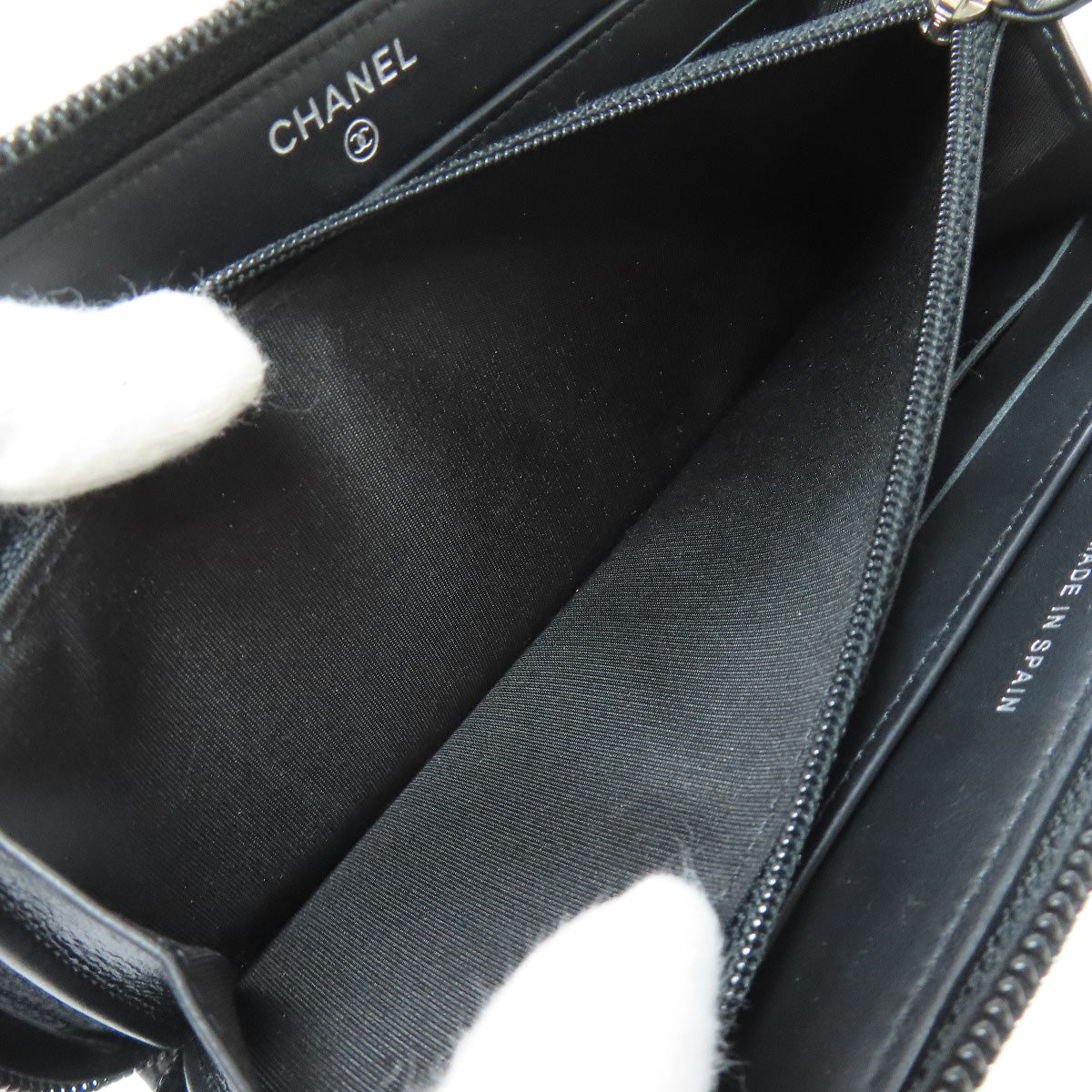 CHANEL COCO Mark SilverHardware Long wallet (with coin pocket) Calf Ladies [Used]