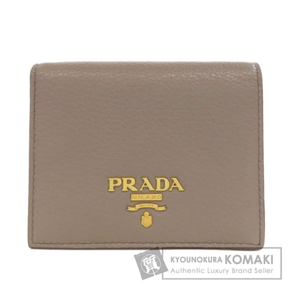 PRADA logo Bifold Wallet with Coin Pocket Leather Ladies [Used]