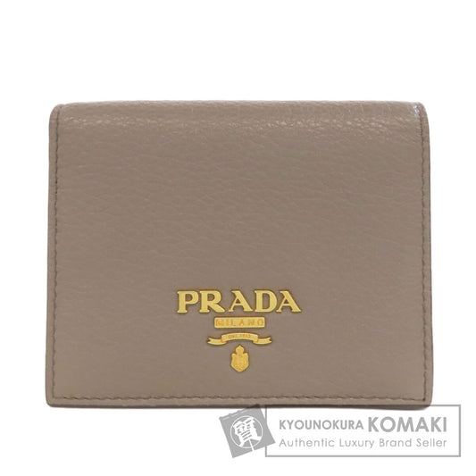 PRADA logo Bifold Wallet with Coin Pocket Leather Ladies [Used]