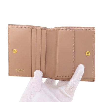 PRADA logo Bifold Wallet with Coin Pocket Leather Ladies [Used]