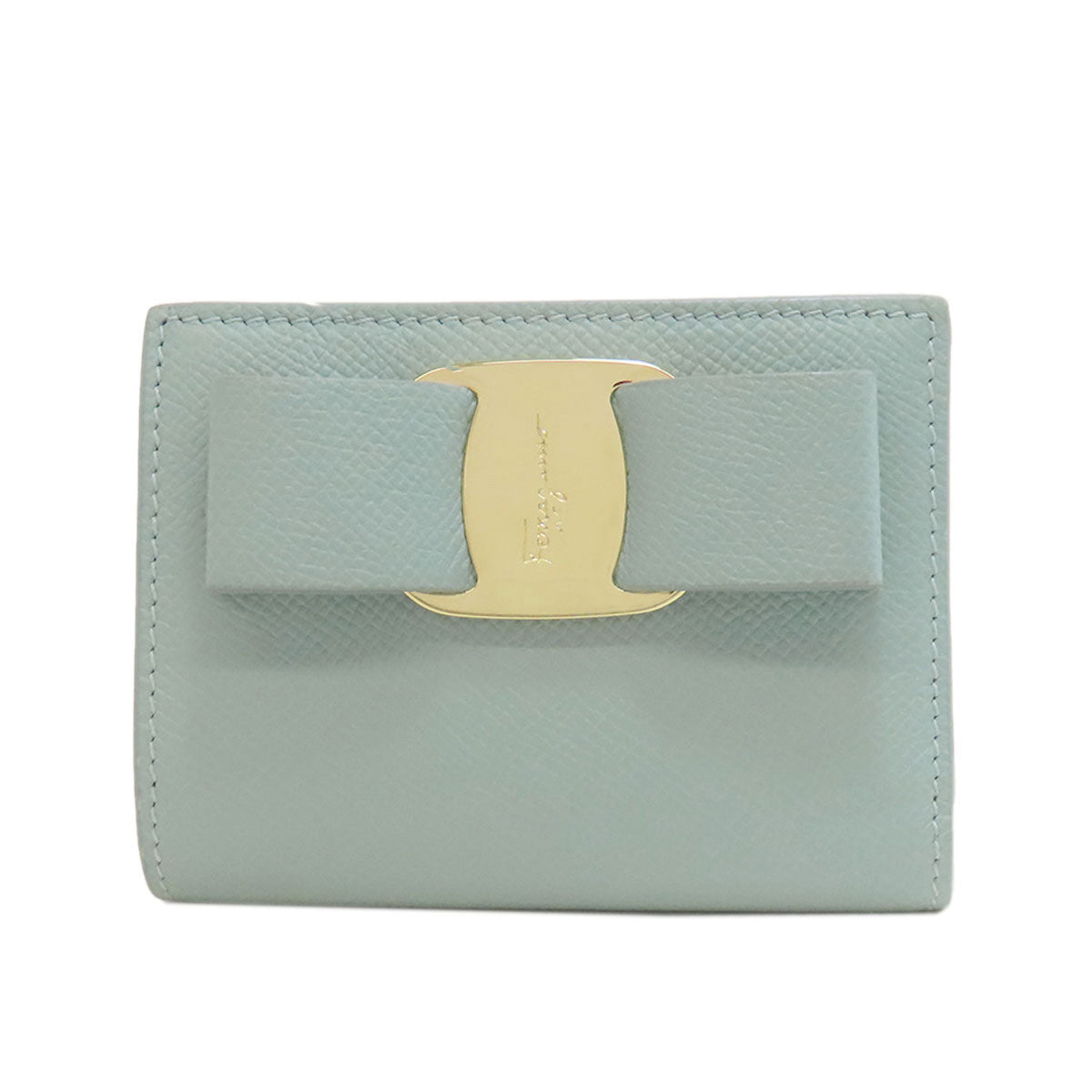Salvatore Ferragamo Vara ribbon Bifold Wallet with Coin Pocket Leather Ladies [Used]