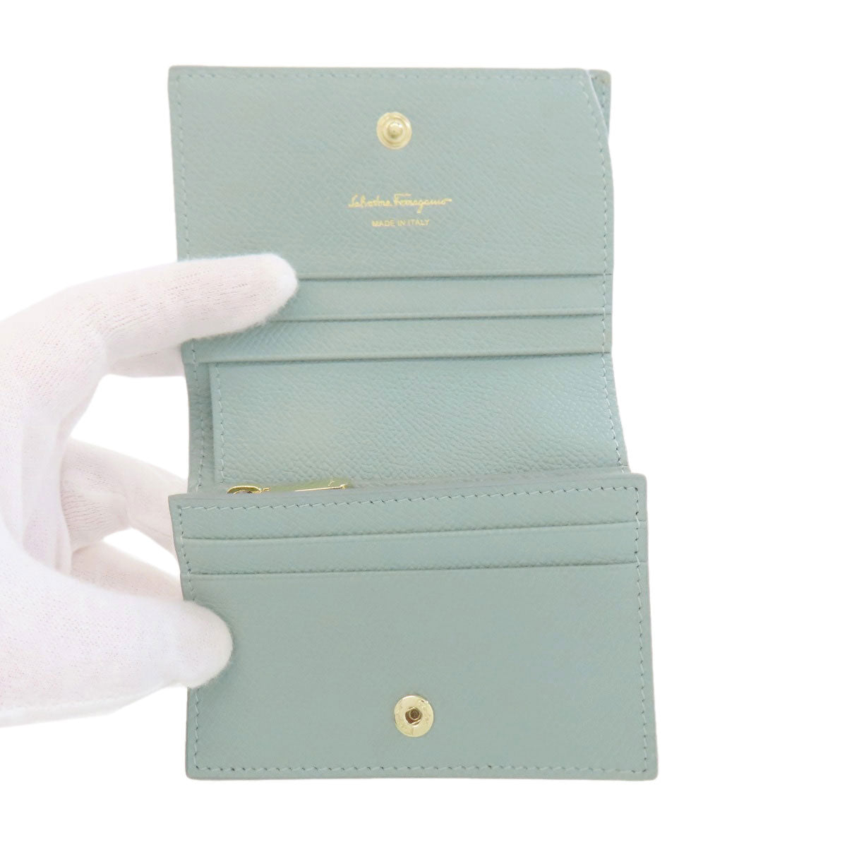 Salvatore Ferragamo Vara ribbon Bifold Wallet with Coin Pocket Leather Ladies [Used]