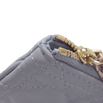 CHRISTIAN DIOR Cannage logo charm coin purse Calf Ladies [Used]