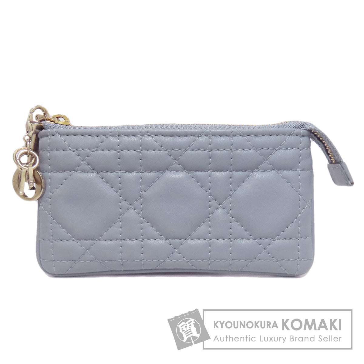 CHRISTIAN DIOR Cannage logo charm coin purse Calf Ladies [Used]