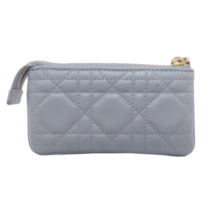 CHRISTIAN DIOR Cannage logo charm coin purse Calf Ladies [Used]