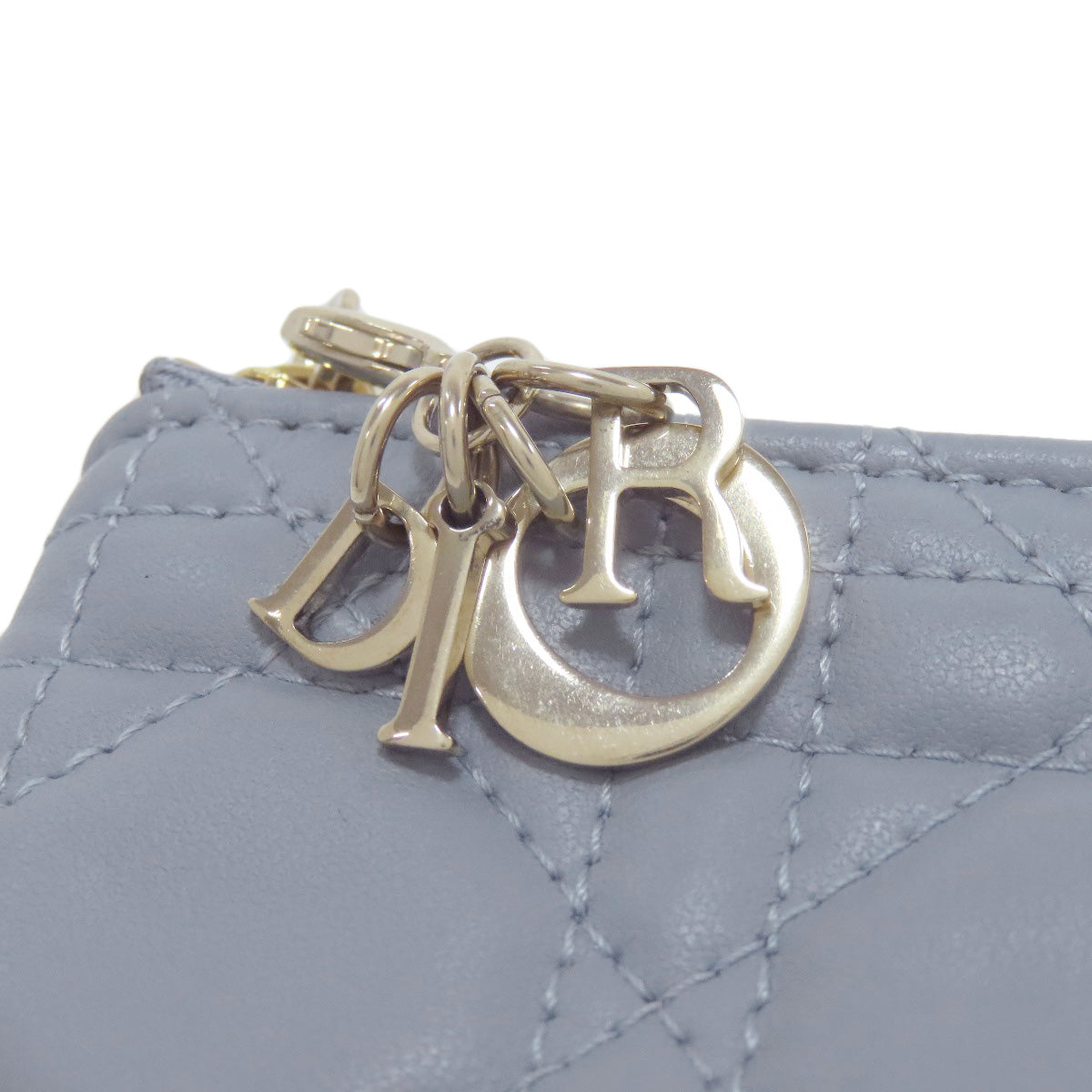 CHRISTIAN DIOR Cannage logo charm coin purse Calf Ladies [Used]