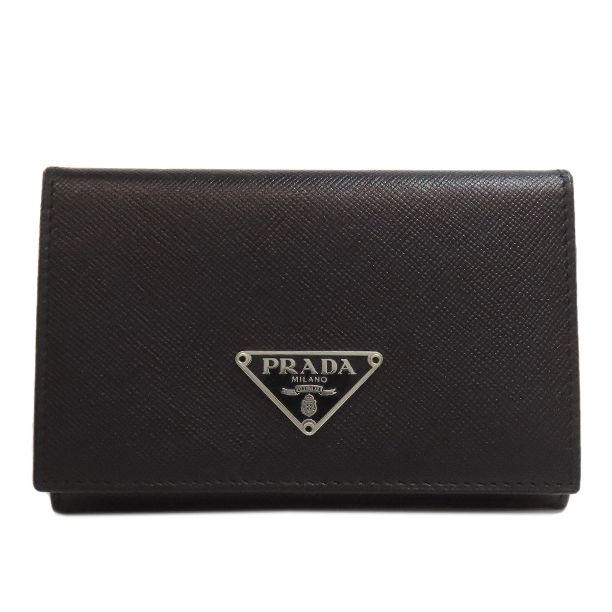 PRADA M504A Business Card Holder LogoHardware Card Case Safiano Ladies [Used]