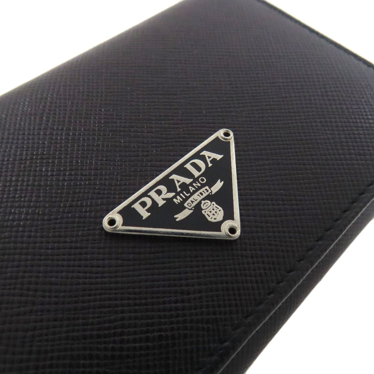 PRADA M504A Business Card Holder LogoHardware Card Case Safiano Ladies [Used]