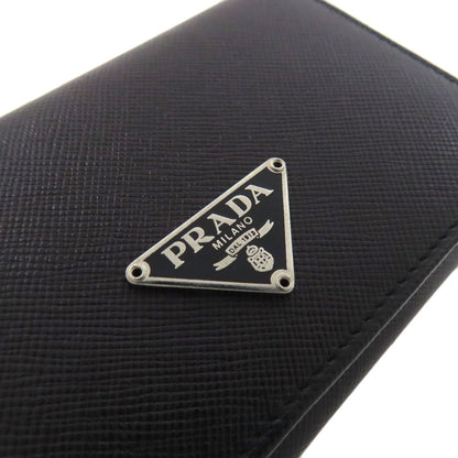 PRADA M504A Business Card Holder LogoHardware Card Case Safiano Ladies [Used]