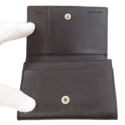 PRADA M504A Business Card Holder LogoHardware Card Case Safiano Ladies [Used]