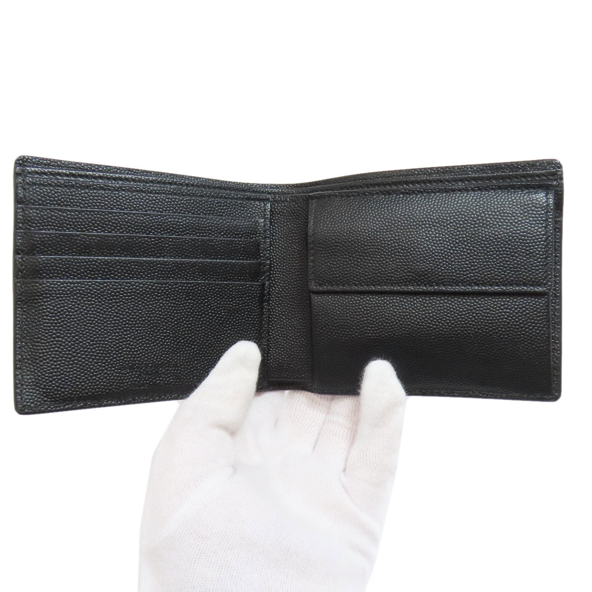 SAINT LAURENT logo Bifold Wallet with Coin Pocket Leather Ladies [Used]