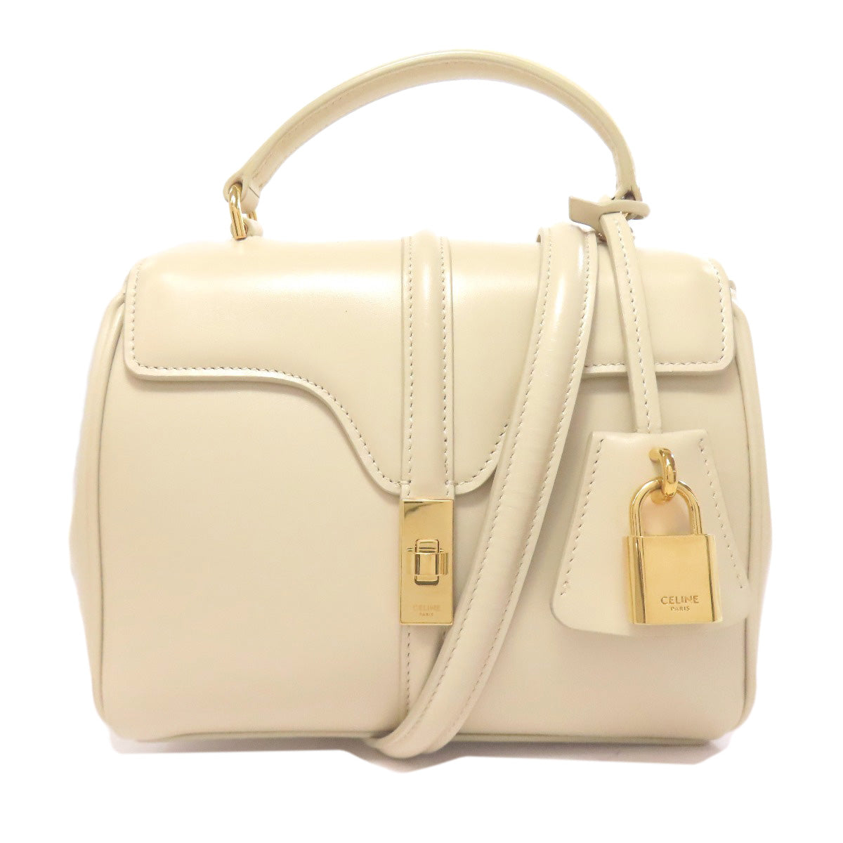 CELINE logo Handbag Leather Ladies [Used]
