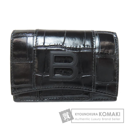 BALENCIAGA 600212 B logo embossed Bifold Wallet with Coin Pocket Leather Ladies [Used]