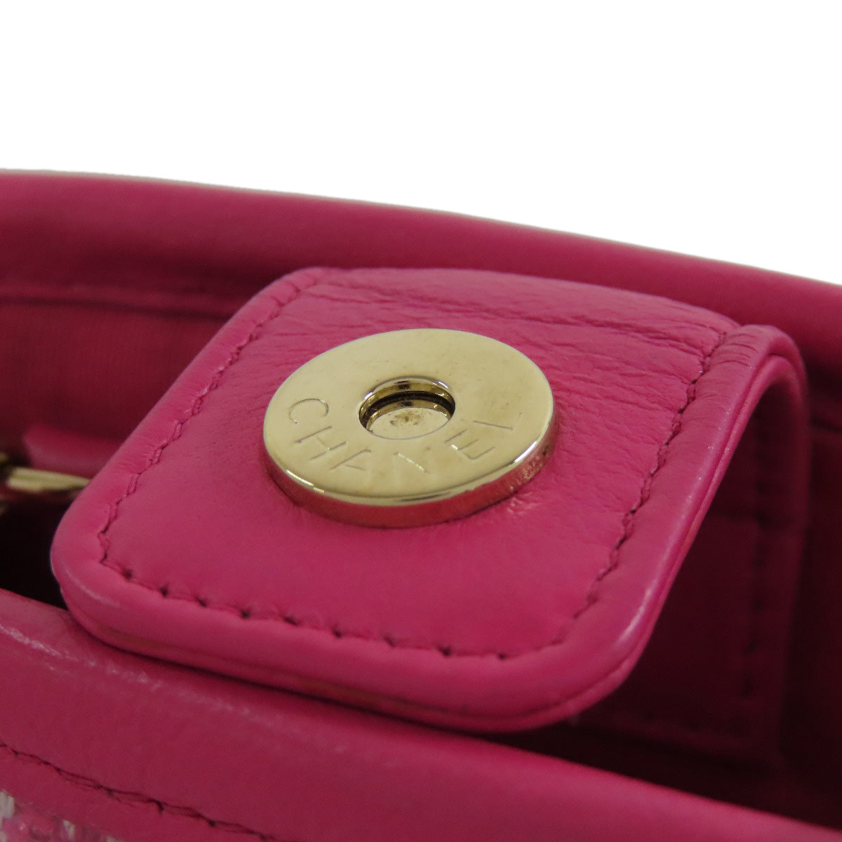 CHANEL ChainShoulder GoldHardware Shoulder Bag Plastics Tweed x CalfskinLadies [Used]