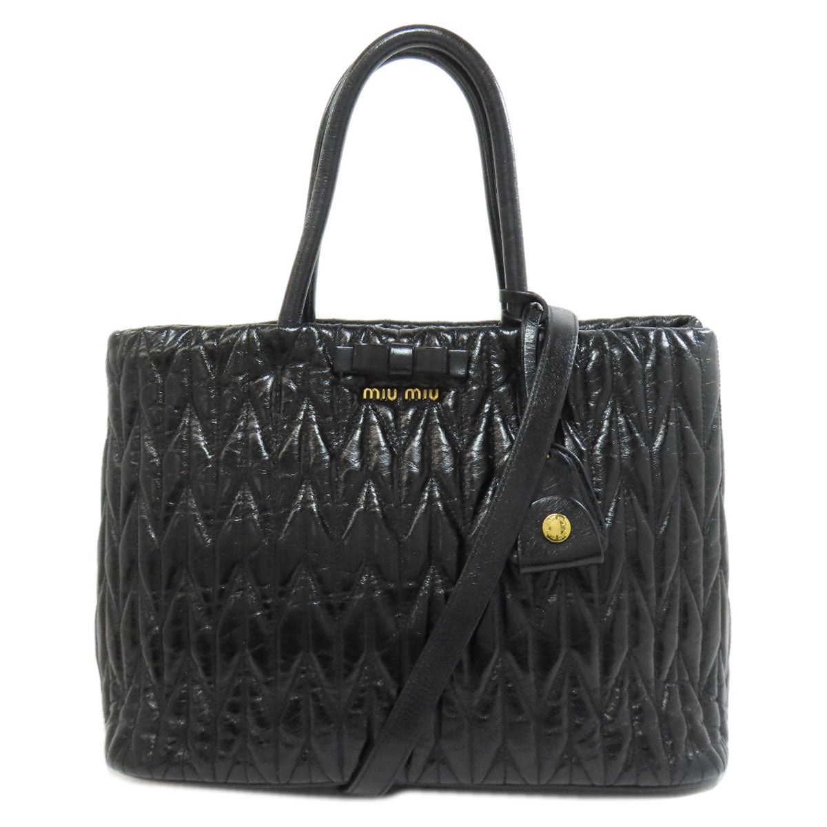 ミュウミュウ リボン 2WAY ハンドバッグ カーフ レディース 【中古】【MIUMIU】