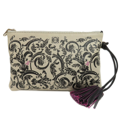 LOEWE Tassel charm all-over pattern Cosmetics Pouch Lambskin Ladies [Used]