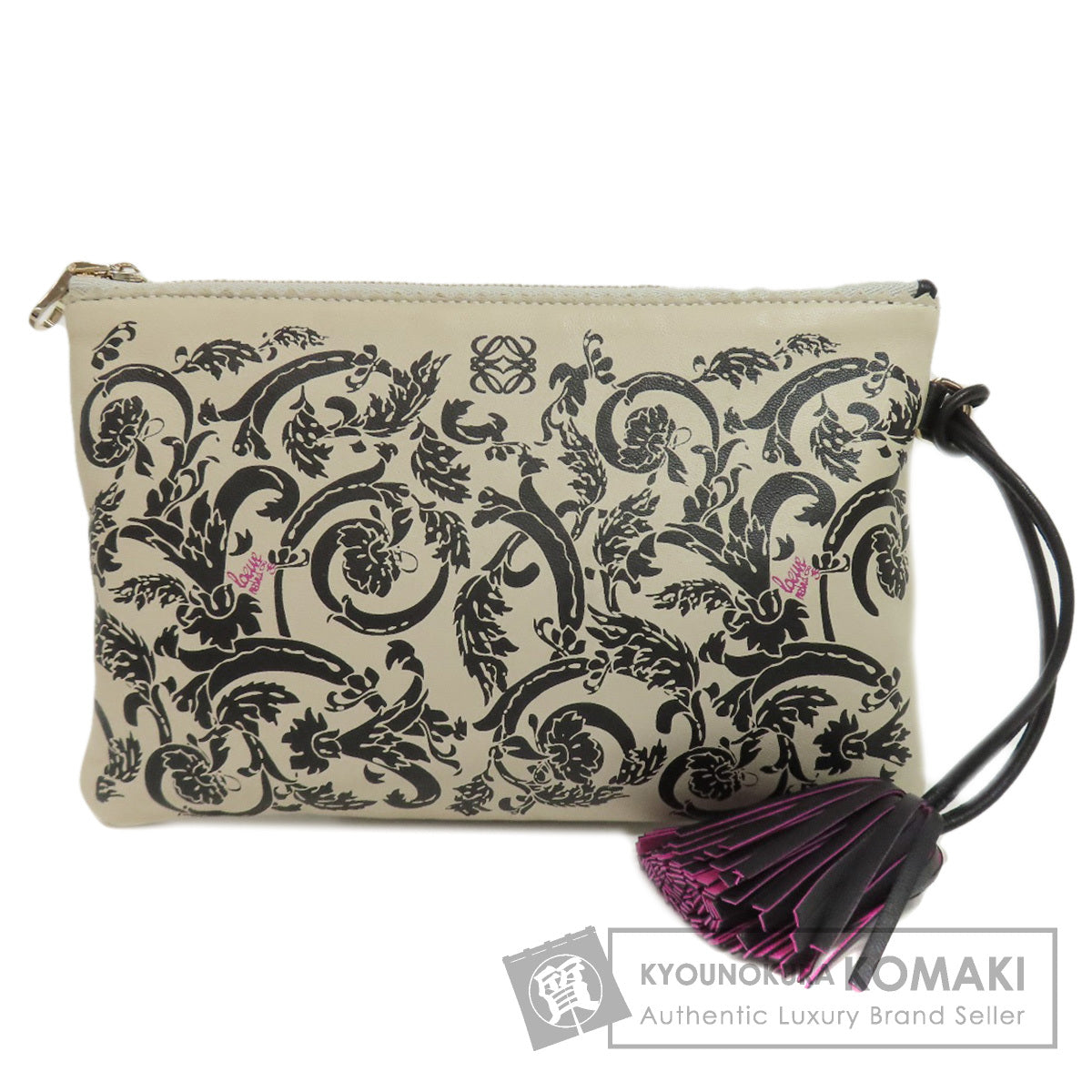 LOEWE Tassel charm all-over pattern Cosmetics Pouch Lambskin Ladies [Used]