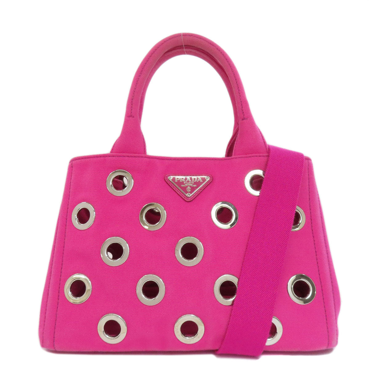 PRADA 1BG439 Kanapamini Punching 2WAY Handbag Canvas Ladies [Used]