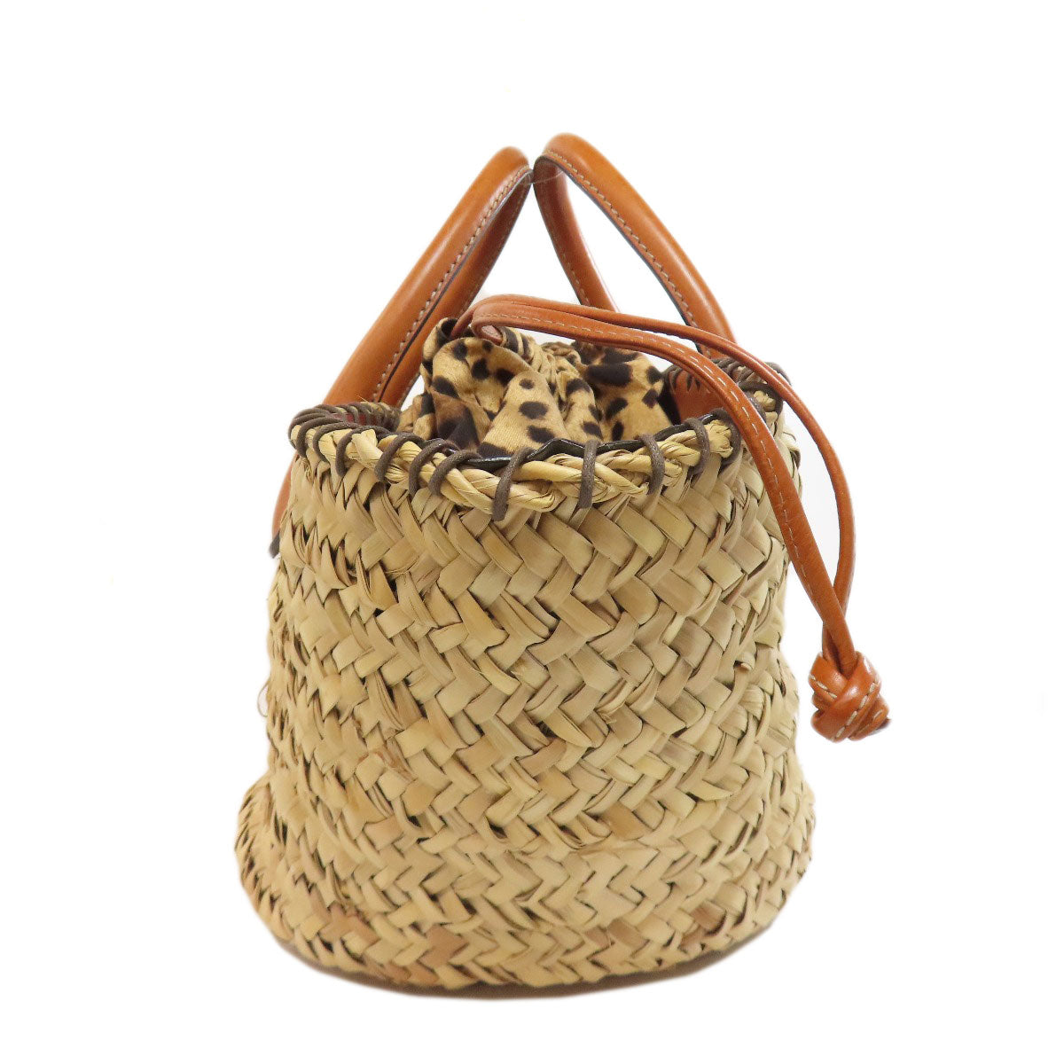Dolce&Gabbana Leopard print basket bag Tote Bag Raffia Ladies [Used]