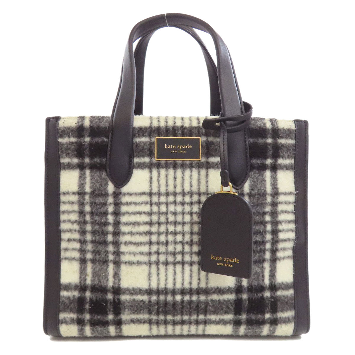 kate spade Checkpattern Handbag wool LeatherLadies [Used]