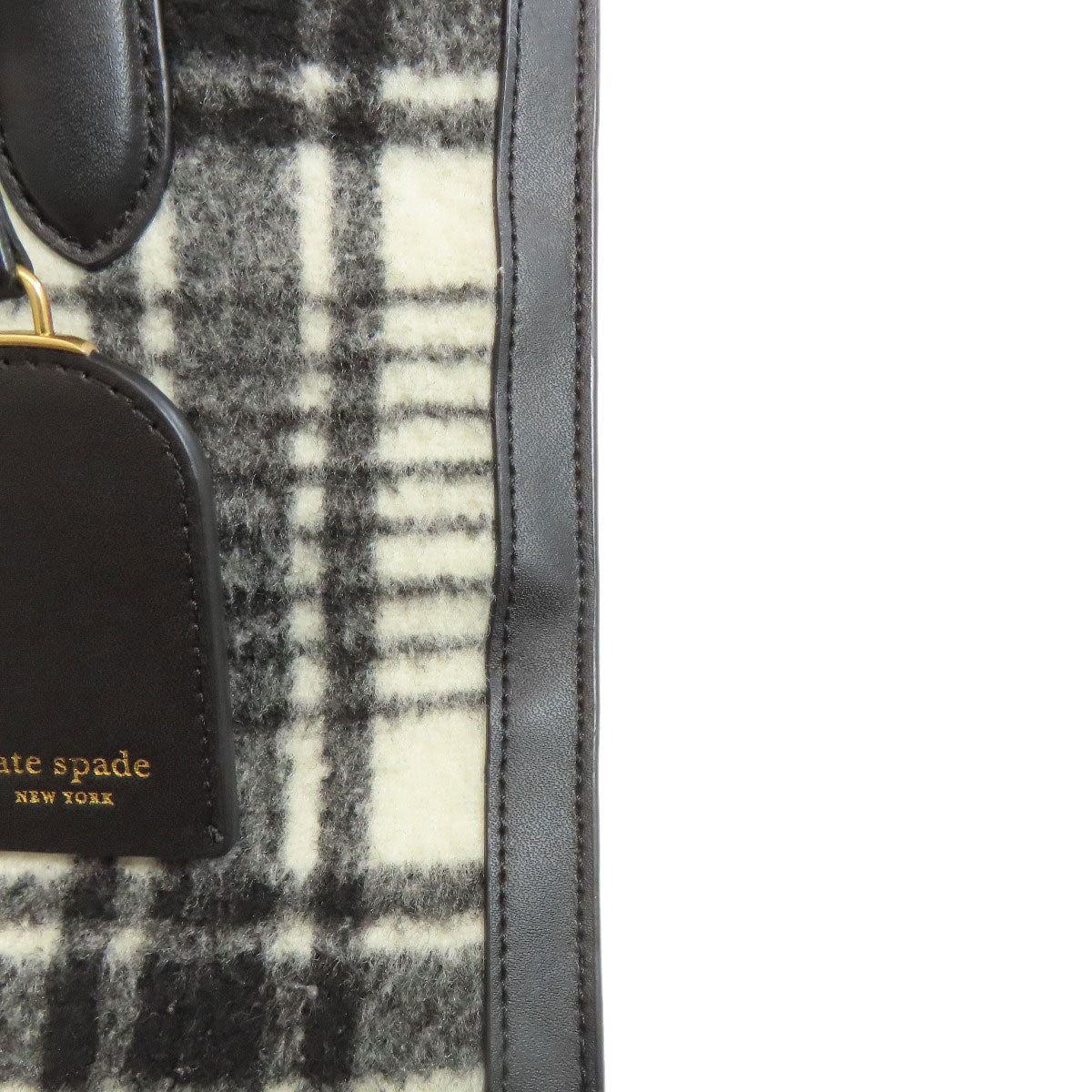 kate spade Checkpattern Handbag wool LeatherLadies [Used]