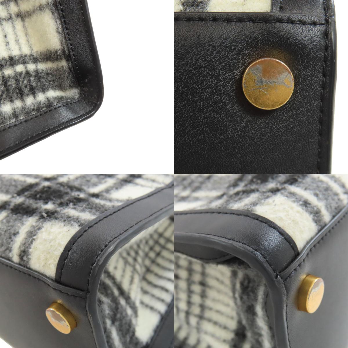 kate spade Checkpattern Handbag wool LeatherLadies [Used]