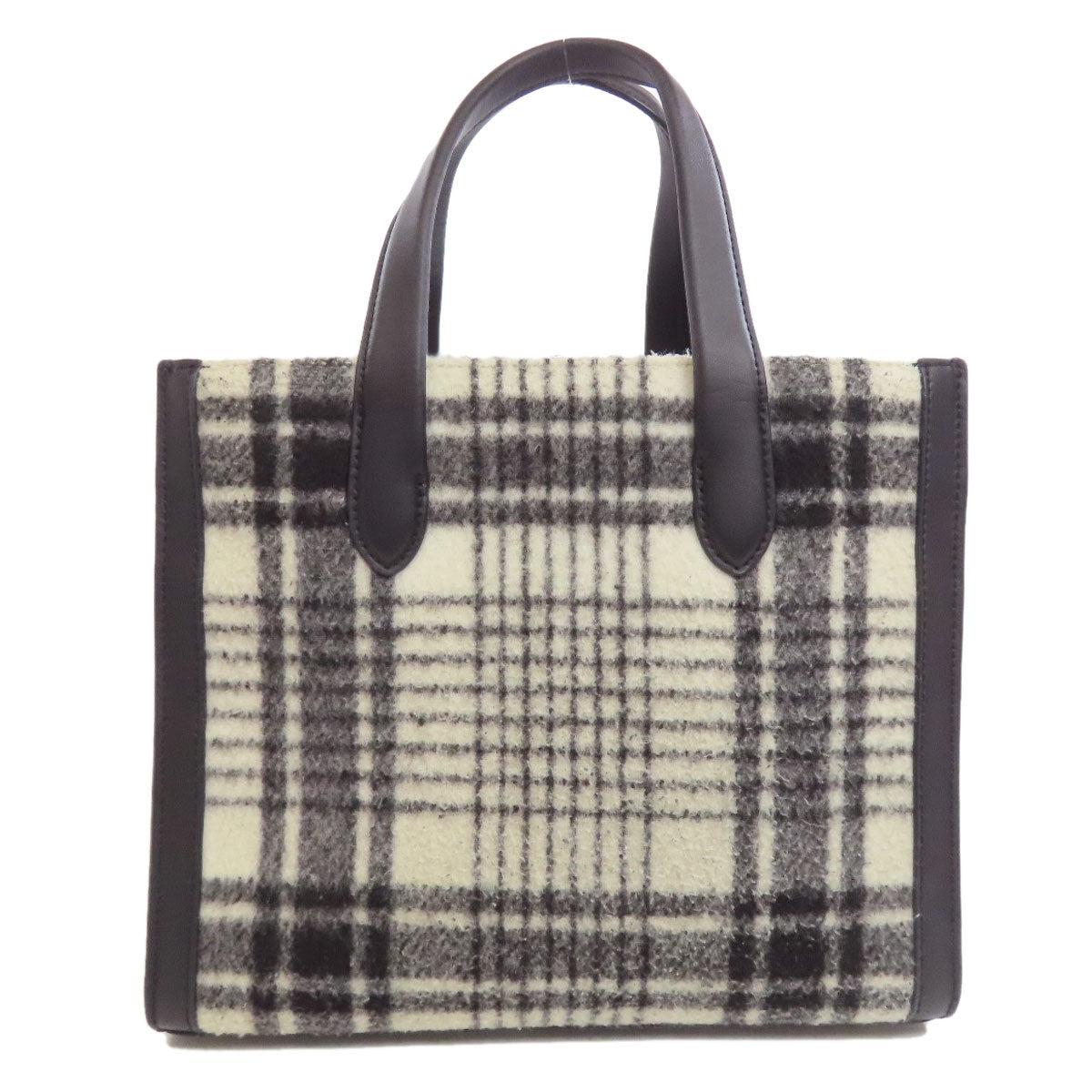 kate spade Checkpattern Handbag wool LeatherLadies [Used]