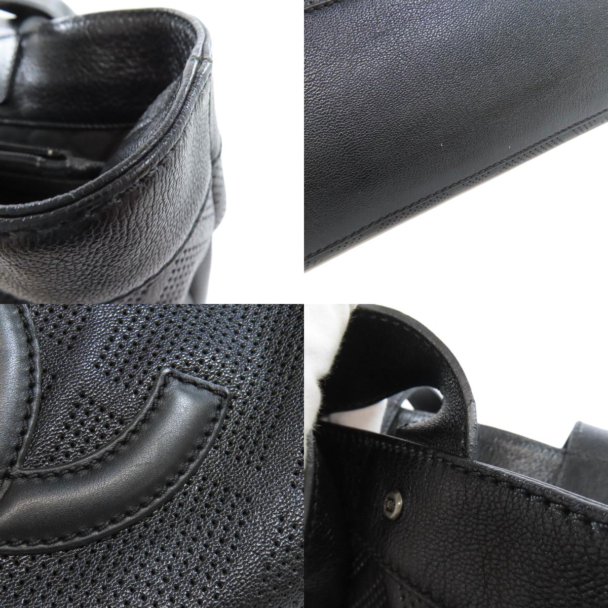 CHANEL COCO Mark Punching SilverHardware Tote Bag Calf Ladies [Used]