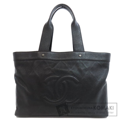 CHANEL COCO Mark Punching SilverHardware Tote Bag Calf Ladies [Used]