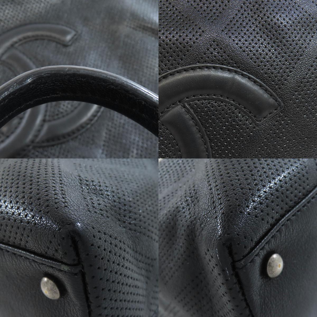 CHANEL COCO Mark Punching SilverHardware Tote Bag Calf Ladies [Used]