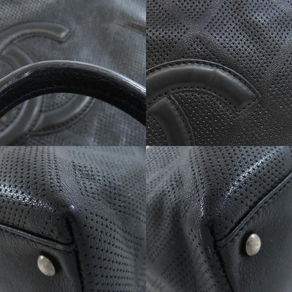 CHANEL COCO Mark Punching SilverHardware Tote Bag Calf Ladies [Used]