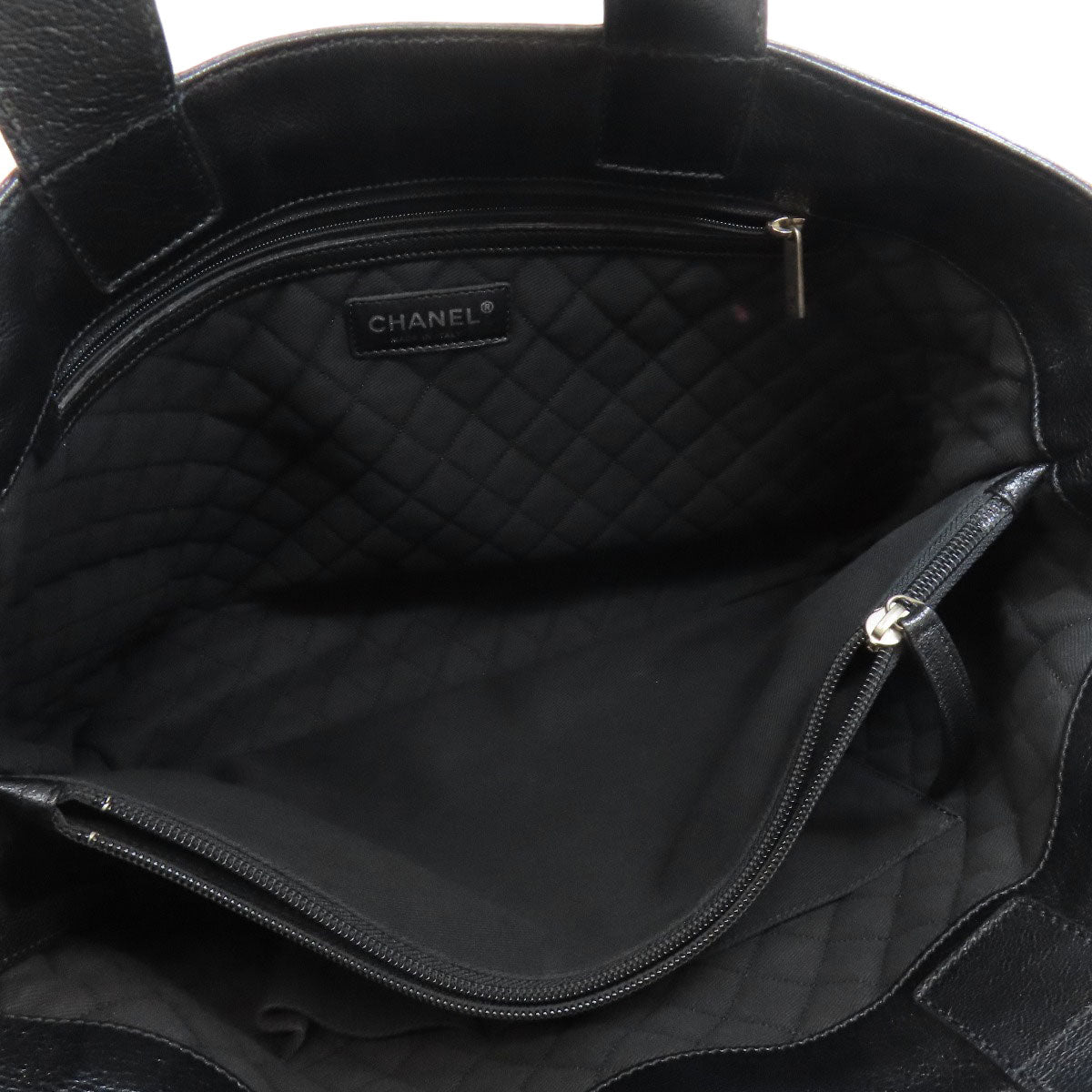 CHANEL COCO Mark Punching SilverHardware Tote Bag Calf Ladies [Used]