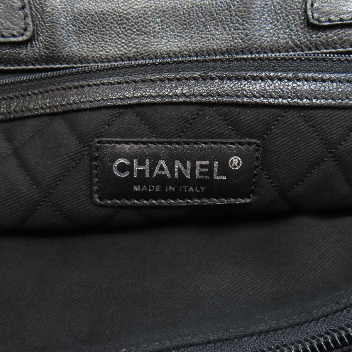 CHANEL COCO Mark Punching SilverHardware Tote Bag Calf Ladies [Used]