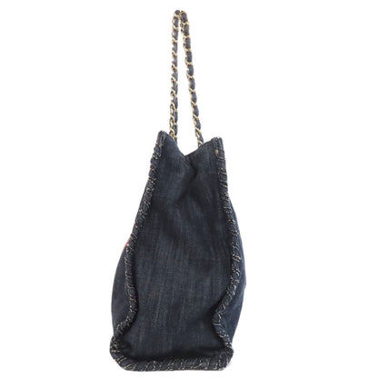 CHANEL Night Flight ChainShoulder GoldHardware Tote Bag Denim Ladies [Used]