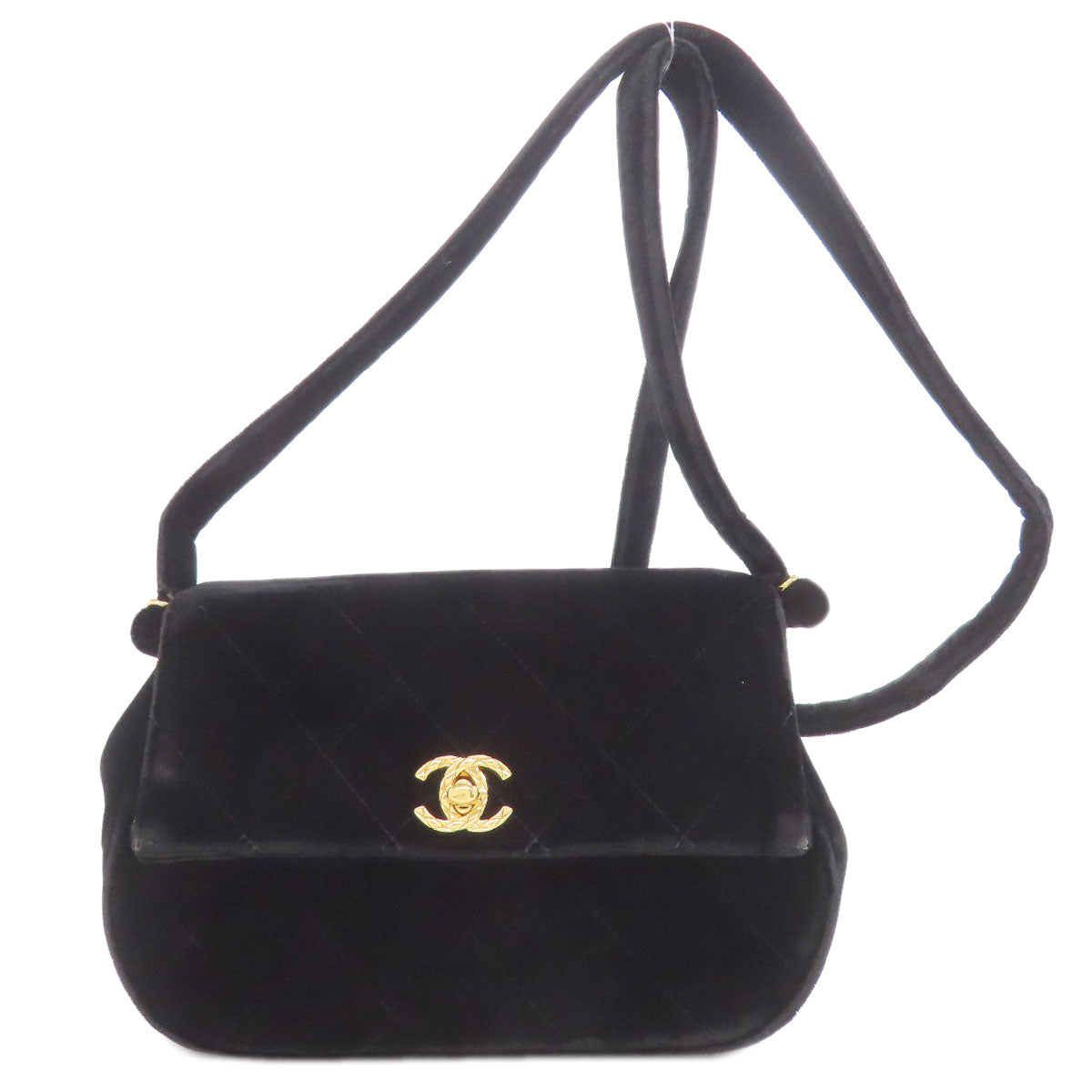 CHANEL COCO Mark GoldHardware Shoulder Bag Velor Ladies [Used]