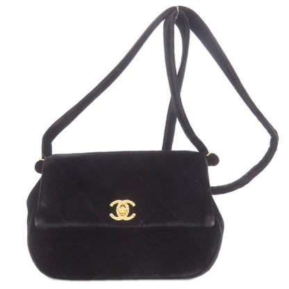 CHANEL COCO Mark GoldHardware Shoulder Bag Velor Ladies [Used]