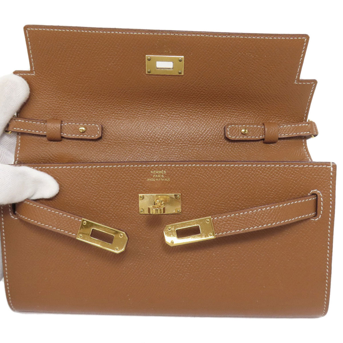 HERMES KellyToGo Gold GoldHardware Long wallet (with coin pocket) Epsom Ladies [Used]