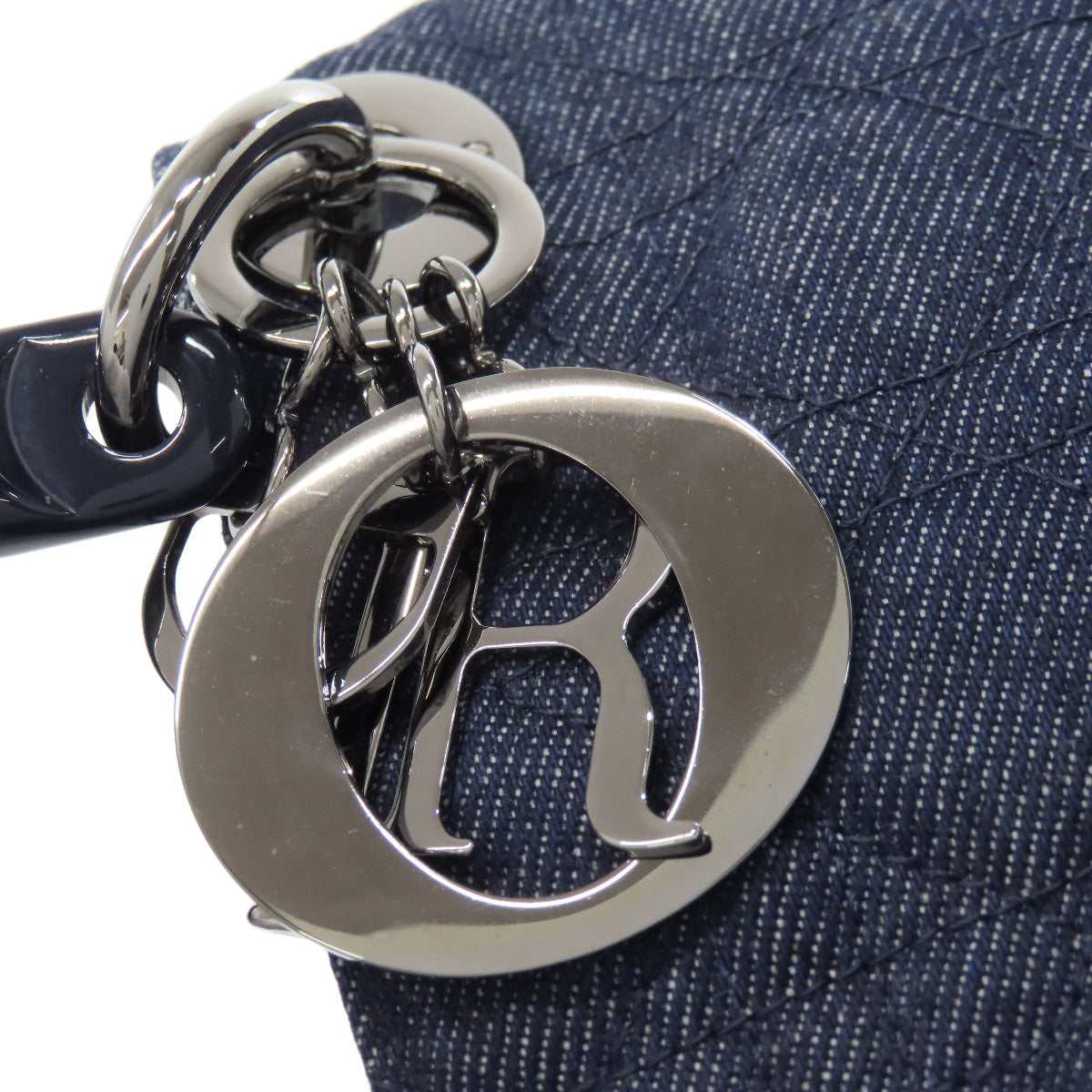 CHRISTIAN DIOR Lady Dior Cannage Tote 2WAY Handbag Denim Ladies [Used]