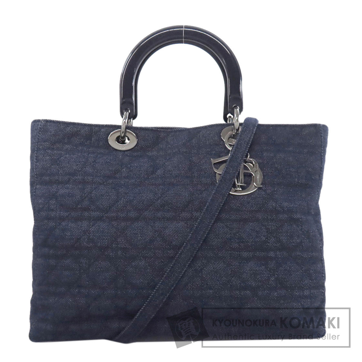CHRISTIAN DIOR Lady Dior Cannage Tote 2WAY Handbag Denim Ladies [Used]