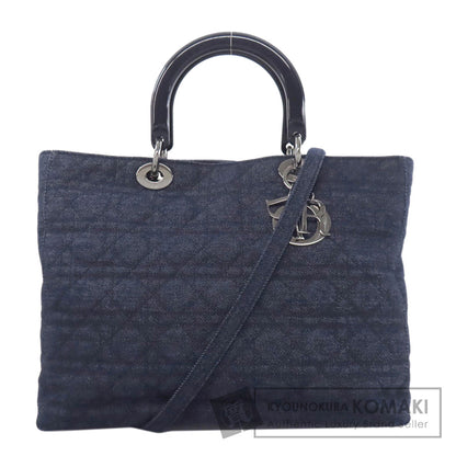CHRISTIAN DIOR Lady Dior Cannage Tote 2WAY Handbag Denim Ladies [Used]