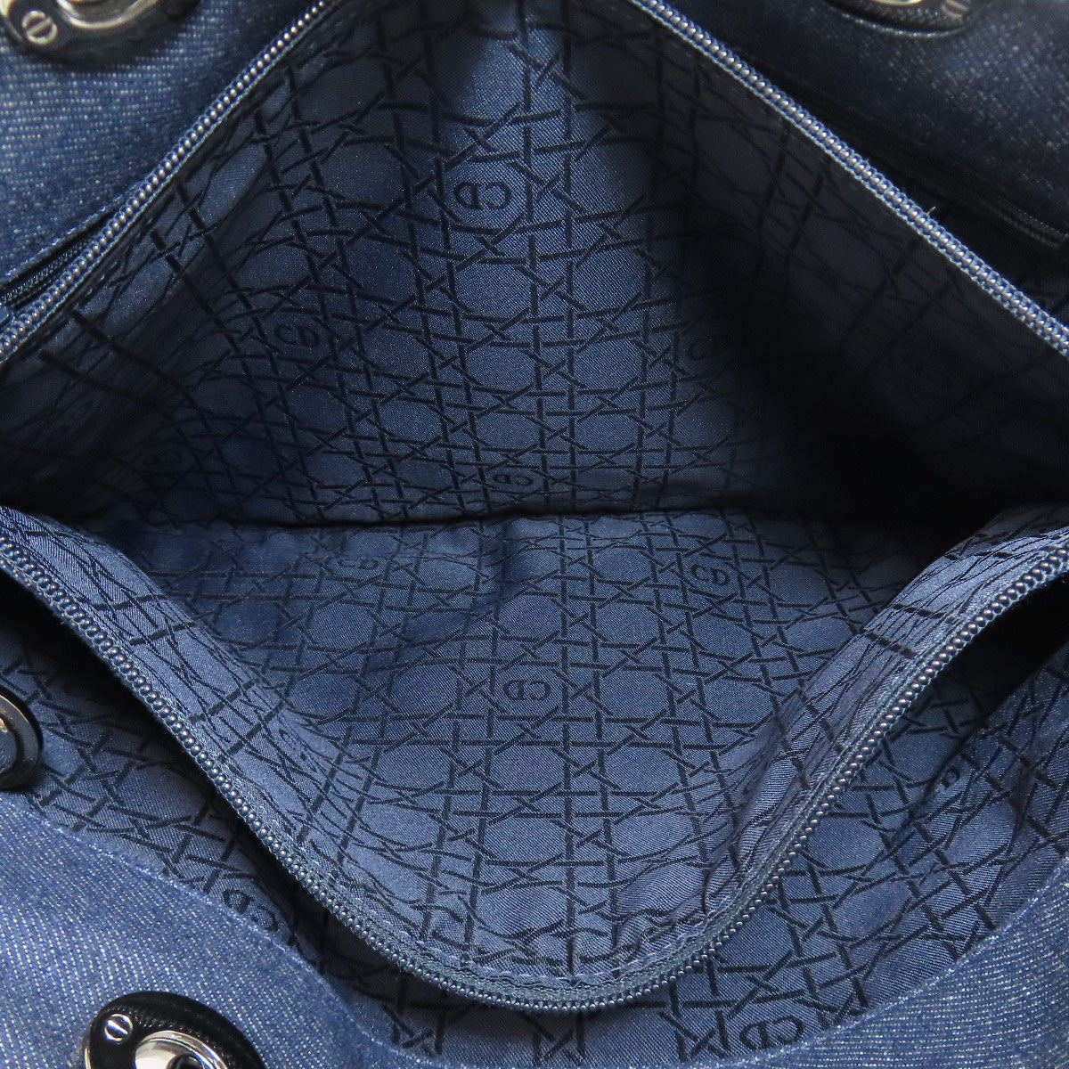 CHRISTIAN DIOR Lady Dior Cannage Tote 2WAY Handbag Denim Ladies [Used]