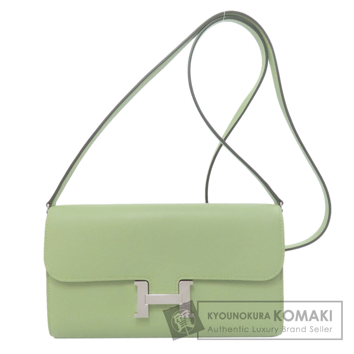 HERMES Constance Long To Go Vert Cricket SilverHardware Long wallet (with coin pocket) Evercolor Ladies [Used]