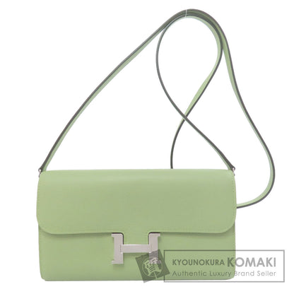 HERMES Constance Long To Go Vert Cricket SilverHardware Long wallet (with coin pocket) Evercolor Ladies [Used]