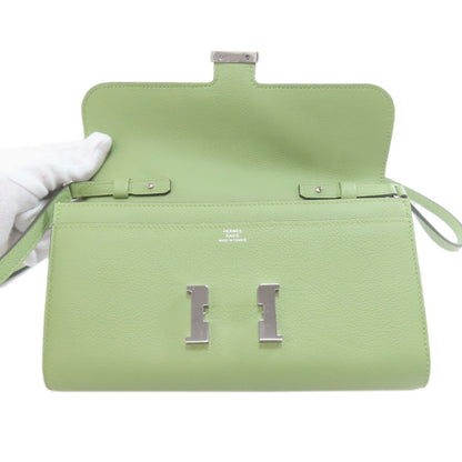 HERMES Constance Long To Go Vert Cricket SilverHardware Long wallet (with coin pocket) Evercolor Ladies [Used]