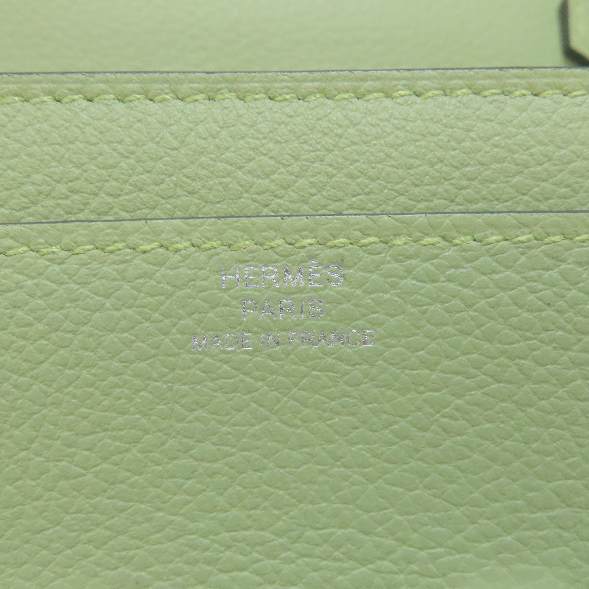 HERMES Constance Long To Go Vert Cricket SilverHardware Long wallet (with coin pocket) Evercolor Ladies [Used]